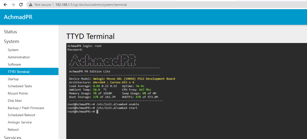 Membuat NAS Openwrt Samba 4 - TTYD Terminal